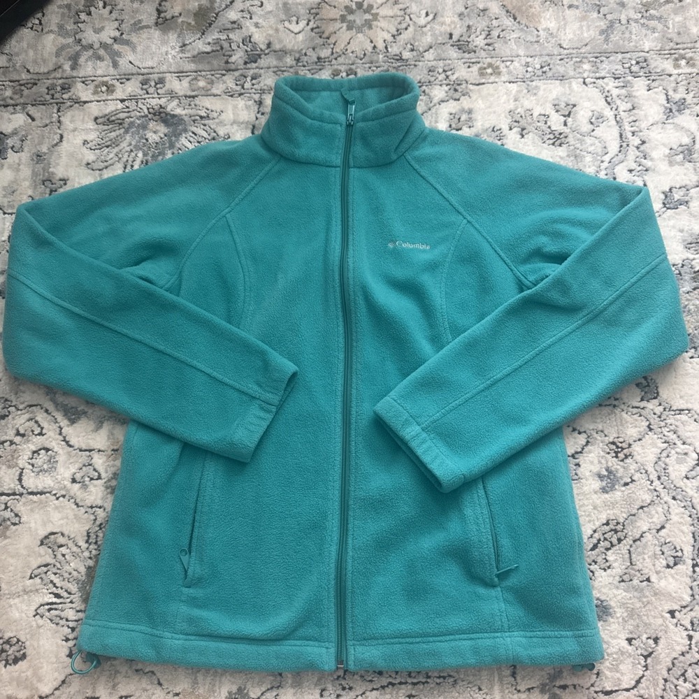 Columbia Women's Full Zip Fleece Jacket Teal Blue Size Large